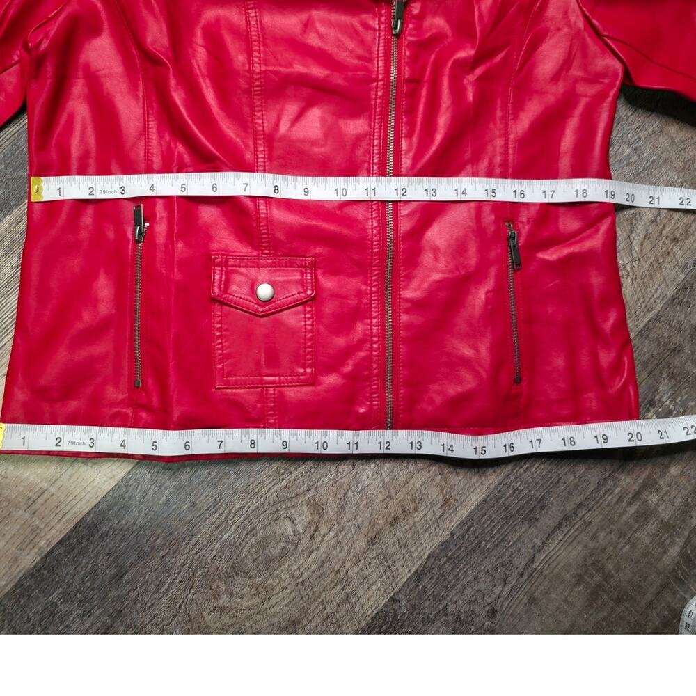 SPYM Faux Leather Moto Biker Jacket Red Quilted Zip NWT XL - Picture 6 of 10
